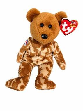 Ty Beanie Baby Hero British Flag Camo Bear 2003